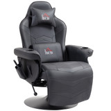 Gaming fotelja s masažom, nagibni naslon i oslonac za noge, crna