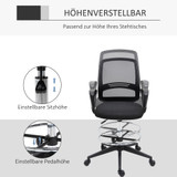 Ergonomska kancelarijska stolica s mrežastim naslonom i osloncem za noge, crna