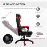 Gaming stolica s izvlačivim osloncem za noge, crno-crvena