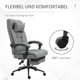 Kancelarijska stolica s naslonom za glavu i osloncem za noge, svijetlosiva