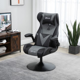 Gaming stolica podesive visine, okretna, s kosim naslonom, crno-siva