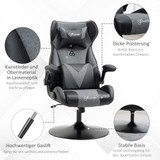 Gaming stolica podesive visine, okretna, s kosim naslonom, crno-siva