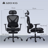 Ergonomska kancelarijska stolica s mrežom i naslonom za glavu, crna