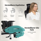 Ergonomska kancelarijska stolica s osloncem za noge, mrežasta, crna