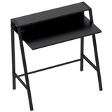 Radni stol s policom i otvorom za kablove 84 × 45 × 85 cm, crni