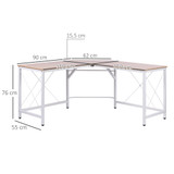 Ugaoni radni stol L-oblika 150 × 150 × 76 cm, boja drveta i bijela