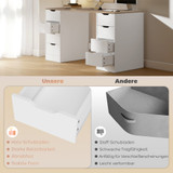 Radni stol s 8 ladica 140 × 53 × 75 cm, bijeli s drvenim dekorom