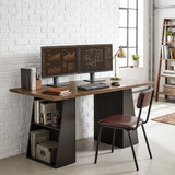 Radni stol s 4 otvorene police 140 × 78 × 75 cm, smeđe-crni