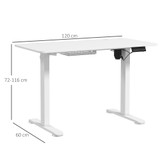 Električni radni stol podesive visine 120 × 60 × 72–116 cm, bijeli