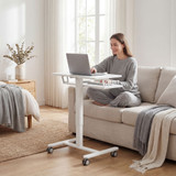Radni stol podesive visine 65 × 60 × 71–107 cm, s policom za tastaturu, bijeli