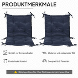 Set 2 jastuka za stolice s naslonom 98 × 50 × 8 cm, tamnoplava