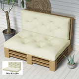 Set jastuka za sjedenje na paleti s prošivkom 120 × 80 × 12 cm, krem