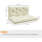 Set jastuka za sjedenje na paleti s prošivkom 120 × 80 × 12 cm, krem