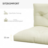 Set jastuka za sjedenje na paleti s prošivkom 120 × 80 × 12 cm, krem