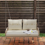 Vrtna ljuljačka za dvije osobe od poli-ratana s jastucima, bež