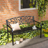 Vrtna klupa od metala za 2 osobe 127 × 60 × 87 cm, crna