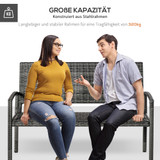 Vrtna klupa za 2 osobe od poli-ratana s čeličnim okvirom, siva