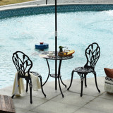 Bistro set od aluminija, stol Ø 60 × 67 cm i 2 sklopive stolice, crni