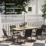 Set vrtnog namještaja sa stolom i 6 stolica, stol 160 × 85 × 75 cm, crni