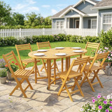 Set vrtnog namještaja stol 150 × 90 × 74 cm i 6 sklopivih stolica, akacija