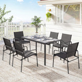 Set vrtnog namještaja stol 150 × 80 cm sa 6 stolica, crni