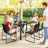 Set vrtnog namještaja sa staklenim stolom 150 × 80 cm i 6 stolica, crni