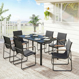 Set vrtnog namještaja sa staklenim stolom 150 × 80 cm i 6 stolica, crni