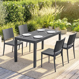 Set vrtnog namještaja, stol i 4 stolice na slaganje, 141,5 × 70,5 × 74,5 cm, tamnosiva