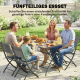 Set vrtnog namještaja, stol i 4 sklopive stolice 112 × 67 × 71 cm, siva