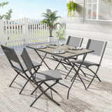 Set vrtnog namještaja, stol i 4 sklopive stolice 112 × 67 × 71 cm, siva