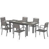 Set vrtnog namještaja, produživi stol 150–225 cm i 6 stolica, siva