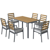 Set vrtnog namještaja sa stolom 146 × 80 cm i 6 stolica, tamno siva i natur