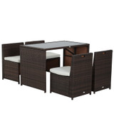 Set vrtnog namještaja od poli-ratana, stol 120 × 69 cm i 4 stolice, smeđa i kaki