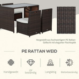 Set vrtnog namještaja od poli-ratana, stol 120 × 69 cm i 4 stolice, smeđa i kaki