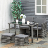 Set vrtnog namještaja od poli-ratana sa stolom 120 × 60 cm, siva