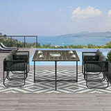 Set vrtnog namještaja od poli-ratana, stol i 4 stolice, 110 × 110 × 75 cm, sivi