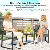 Bistro set od poli-ratana sa 2 stolice i klub stolom, svijetlosiva
