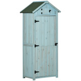 Vrtni ormar za alat od drveta 77 × 54,2 × 179 cm, svijetloplavi i zeleni