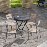 Vrtni stol okrugli, sklopivi, 80 × 80 × 73 cm, tamnosiva