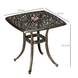Vrtni stol od aluminija s otvorom za suncobran 54 × 54 × 52,5 cm, bronza