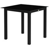 Vrtni stol za 4 osobe 80 × 80 × 74 cm, crni, aluminij i kaljeno staklo