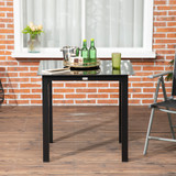 Vrtni stol za 4 osobe 80 × 80 × 74 cm, crni, aluminij i kaljeno staklo