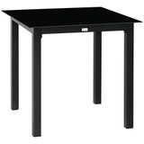 Vrtni stol za 4 osobe 80 × 80 × 74 cm, crni, aluminij i kaljeno staklo
