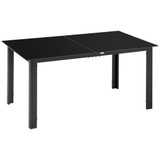 Vrtni stol za 6 osoba 150 × 90 × 74 cm, crni, kaljeno staklo
