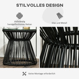 Vrtni pomoćni stol od poli-ratana i stakla 40 × 40 × 42 cm, crni