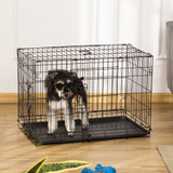 Sklopivi žičani transporter za pse 75 × 48,5 × 53 cm, crni