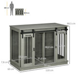 Kavez za pse s 2 klizna vrata i pregradom 120 × 60 × 88,5 cm, siva