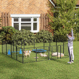 Sklopiva ograda za štence i pse s 16 panela 320 × 320 × 80 cm, siva