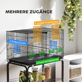 Kavez za ptice na točkićima s 4 prečke 76 × 46 × 116 cm, crni