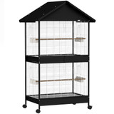Voliera za ptice s pregradom 94 × 70 × 158 cm, crna